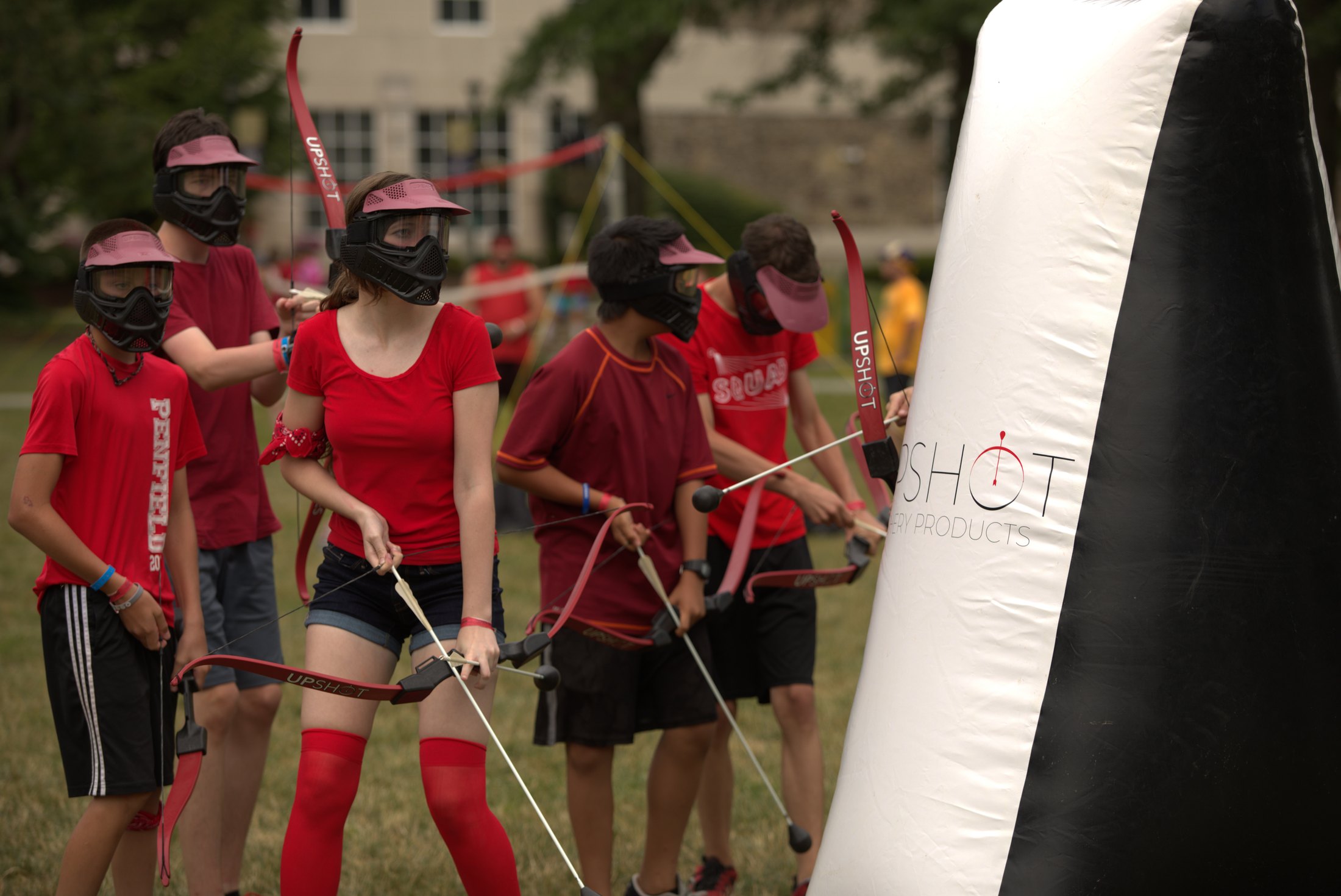 Players with Upshot bows for the 12 player Arrow Tag kit